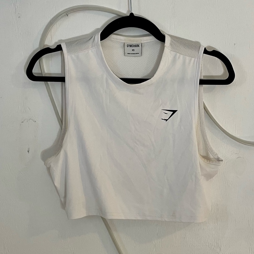 White Cropped Gymshark Workout Tank Top